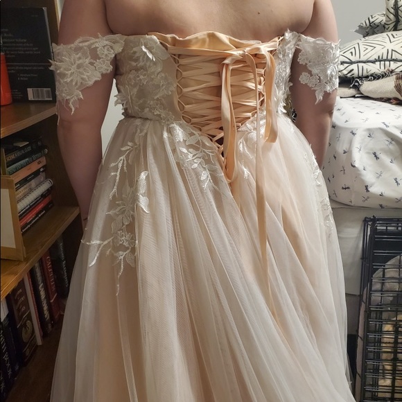 Blush A-line Wedding Dress - Picture 7 of 10